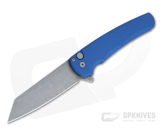 Protech Malibu Reverse Tanto GPK Exclusive Acid Washed 20CV Blue Button Lock Flipper 5202-BLUE