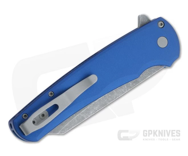 Protech Malibu Reverse Tanto GPK Exclusive Acid Washed 20CV Blue Button Lock Flipper 5202-BLUE - Image 2