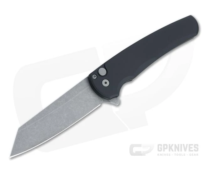 Protech Malibu Reverse Tanto GPK Exclusive Acid Washed 20CV Black Button Lock Flipper 5202