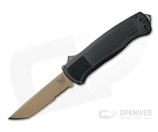 Benchmade Shootout Flat Earth Serrated Cruwear Graphite Black CF-Elite OTF Automatic Knife 5370SFE