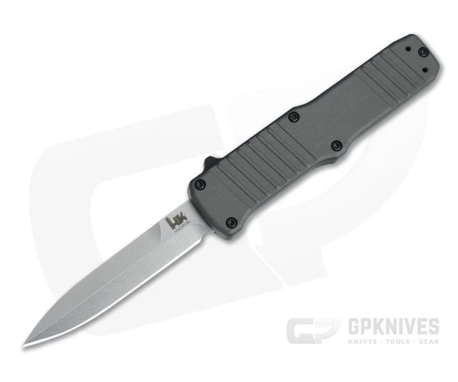 HK Hadron Bayonet Tumbled 154CM Gray Aluminum OTF Automatic 54022