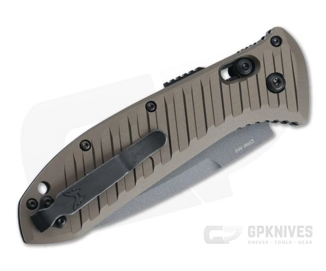 Benchmade 5700SGY-1 Auto Presidio II Part Serrated Gray M4 Burnt Bronze Aluminum Automatic AXIS Lock Folder - Image 3