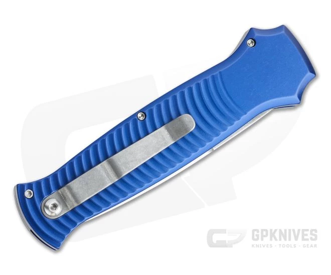 Piranha P6 Bodyguard Stonewashed S30V Blue Button Lock Automatic - Image 2