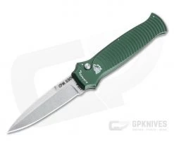 Piranha P6 Bodyguard Stonewashed S30V Green Button Lock Automatic