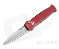 Piranha P6 Bodyguard Stonewashed S30V Red Button Lock Automatic