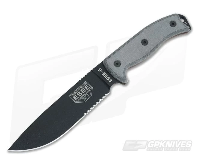 ESEE 6S-B Part Serrated Blade Black Sheath