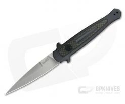 Kershaw Launch 8 Stiletto Gray Aluminum Carbon Fiber Automatic Knife 7150