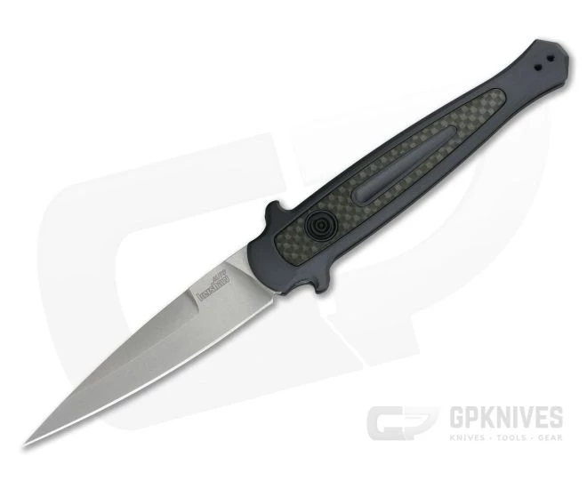 Kershaw Launch 8 Stiletto Gray Aluminum Carbon Fiber Automatic Knife 7150