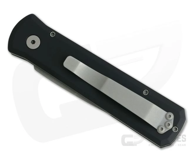 Protech Knives Godson Left Handed Blasted Plain Edge Black Aluminum Automatic 720-LH - Image 2