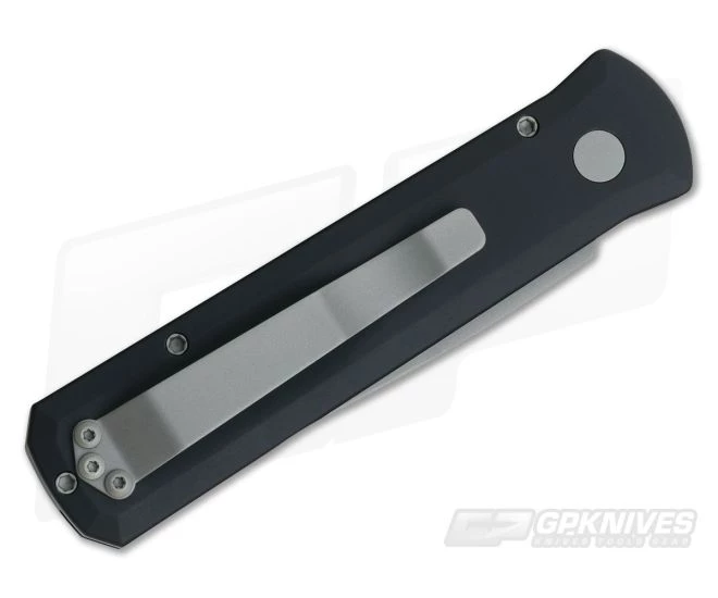Protech Knives Godson Blasted Plain Edge Solid Black Aluminum 720 - Image 2