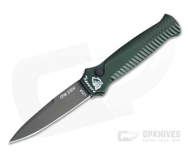 Piranha P7 Miniguard Tactical PVD S30V Green Button Lock Automatic