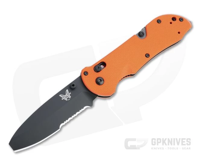 Benchmade Triage Blunt Tip Black Serrated N680 Orange G10 AXIS Lock Folder 916SBK-ORG