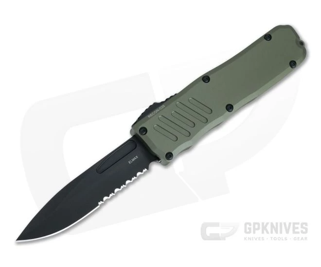 Guardian Tactical Recon-035 OD Green Black Tactical Elmax Serrated Single Edge D/A OTF Automatic 98112