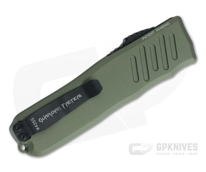 Guardian Tactical Recon-035 OD Green Black Tactical Elmax Serrated Single Edge D/A OTF Automatic 98112 - Image 2