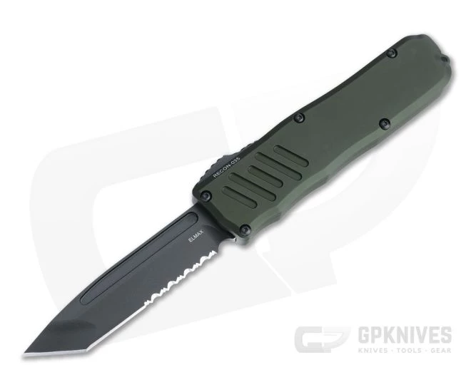 Guardian Tactical Recon-035 Black Part Serrated Elmax Tanto OD Green OTF Automatic 98122