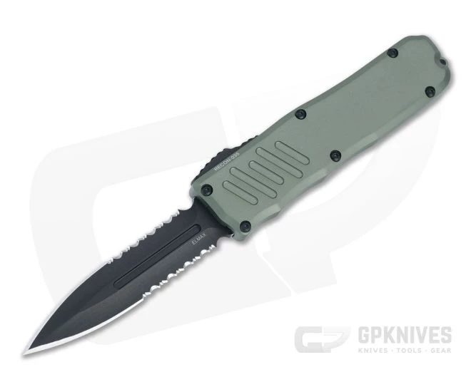 Guardian Tactical Recon-035 Black Tactical Elmax Serrated Double Edge Green OTF Automatic 98132