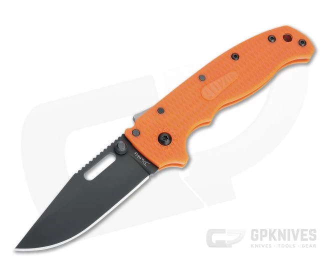 Demko Knives AD20.5 Clip Point Black DLC Plain Edge Orange FRN Shark Lock Folder