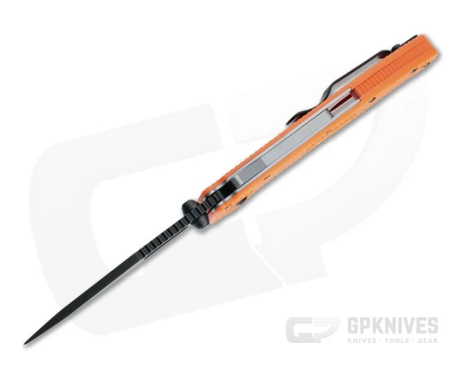 Demko Knives AD20.5 Clip Point Black DLC Plain Edge Orange FRN Shark Lock Folder - Image 3