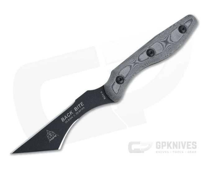 TOPS Back Bite Black 1095 Black Linen Micarta Fixed Blade BKBT-01