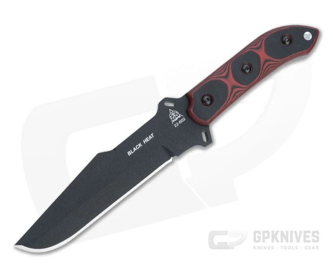 TOPS Black Heat Black 1095 Red and Black G10 Tactical Fixed Blade BLKHT-01