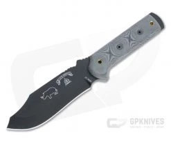 TOPS Black Rhino Black 1095 Black Linen Micarta Tactical Fixed Blade BRM