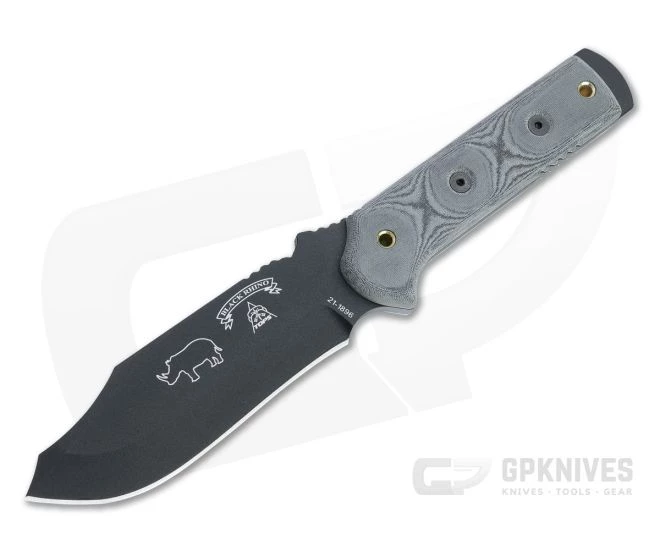 TOPS Black Rhino Black 1095 Black Linen Micarta Tactical Fixed Blade BRM