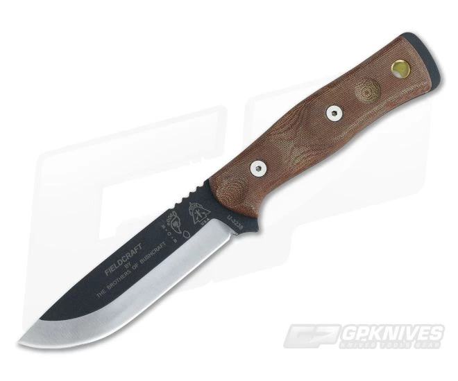 TOPS B.O.B. Fieldcraft Black 1095 Tan Canvas Micarta Fixed Blade Knife BROS01
