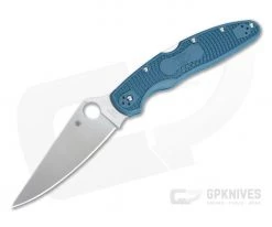 Spyderco Police 4 Lightweight Plain K390 Dark Cyan Blue FRN Back Lock C07FP4K390