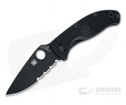 Spyderco Tenacious Lightweight Black FRN Black Partially Serrated Liner Lock C122PSBBK