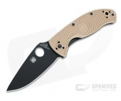 Spyderco Tenacious Lightweight Tan FRN Black Plain Liner Lock C122PTNBK