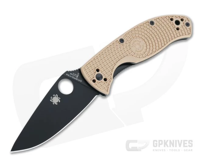 Spyderco Tenacious Lightweight Tan FRN Black Plain Liner Lock C122PTNBK