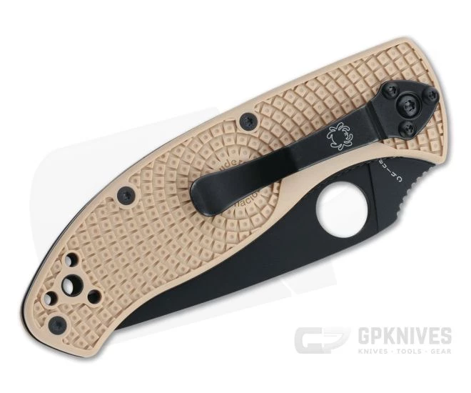 Spyderco Tenacious Lightweight Tan FRN Black Plain Liner Lock C122PTNBK - Image 2