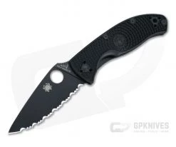 Spyderco Tenacious Lightweight Black FRN Black Fully Serrated Liner Lock C122SBBK