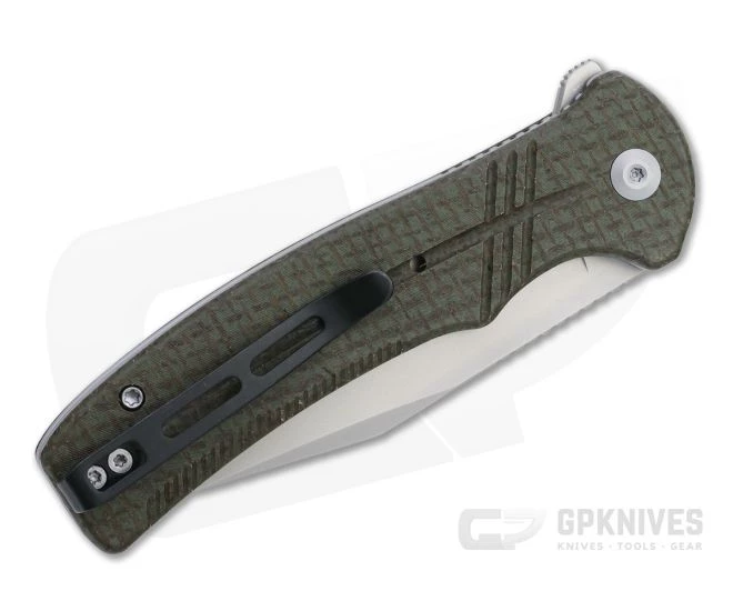 CIVIVI Cogent Flipper Blasted 14C28N Green Burlap Micarta Button Lock Folder C20038D-5 - Image 2