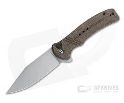CIVIVI Cogent Flipper Blasted 14C28N Brown Burlap Micarta Button Lock Folder C20038D-6
