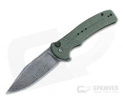 CIVIVI Cogent Button Lock Flipper Black Damascus Green Micarta Folder C20038D-DS1