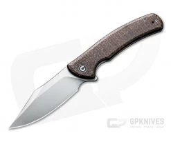 CIVIVI Sinisys Flipper Blasted 14C28N Burlap Micarta Frame Lock Folder C20039-2