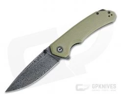 CIVIVI Brazen Drop Point Olive Micarta Black Damascus Liner Lock Flipper C2102DS-2