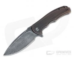 CIVIVI Praxis Black Hand Rubbed Damascus and Copper Liner Lock Flipper C803DS-3