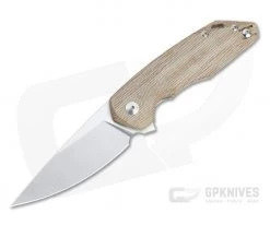 GiantMouse ACE Corta Satin M390 Natural Canvas Micarta Liner Lock Flipper