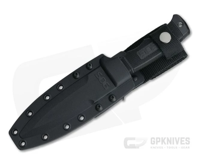 SOG SEAL Pup Elite Black AUS-8 Half Serrated Clip Point Fixed Blade Knife E37T-K - Image 3