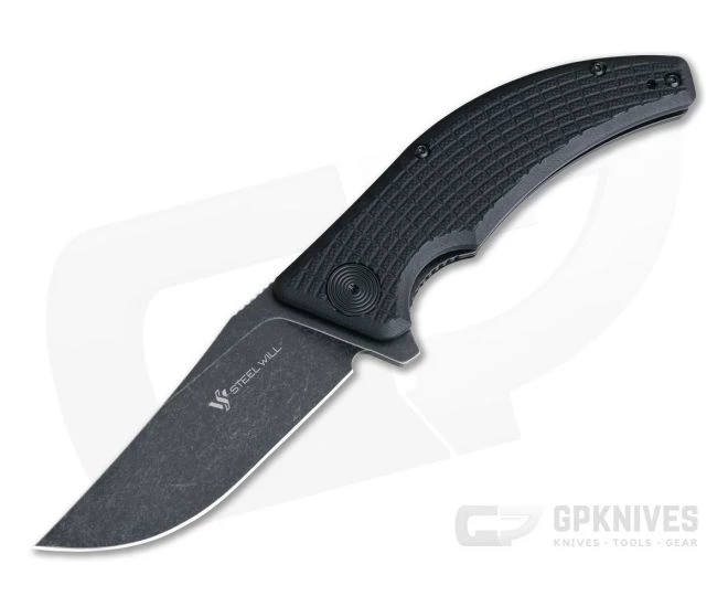 Steel Will Sargas Black Stonewashed D2 Black G10 Liner Lock Flipper F60-08