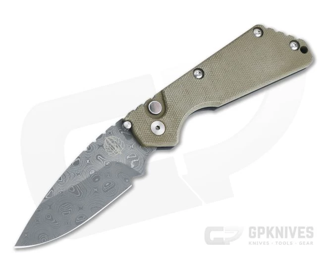 Protech GPKnives Exclusive Strider SnG Green Micarta Top Nichols Damascus Blade Automatic Knife GP-SNG-06-01