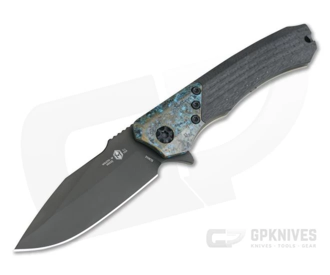 Heretic Knives Wraith S/E DLC Elmax Chemtina Brass Integral Carbon Fiber Frame Lock Flipper H001-6A-CF/CHEM-01