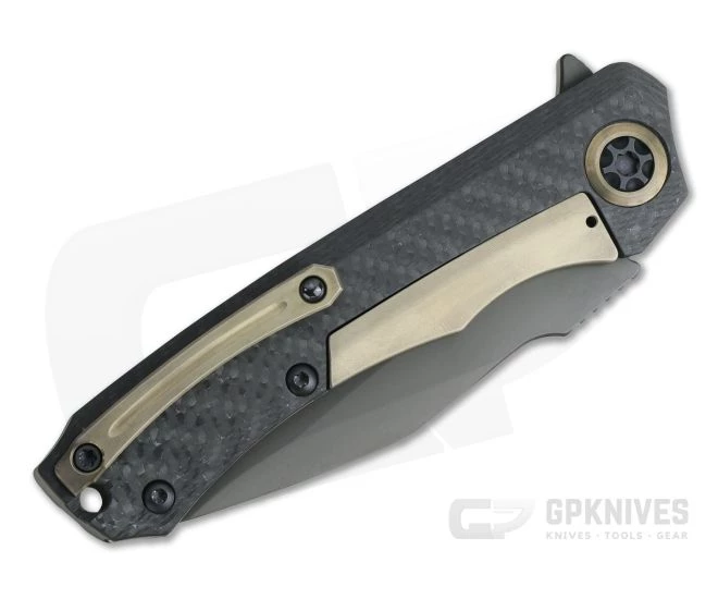 Heretic Knives Wraith S/E DLC Elmax Chemtina Brass Integral Carbon Fiber Frame Lock Flipper H001-6A-CF/CHEM-01 - Image 2