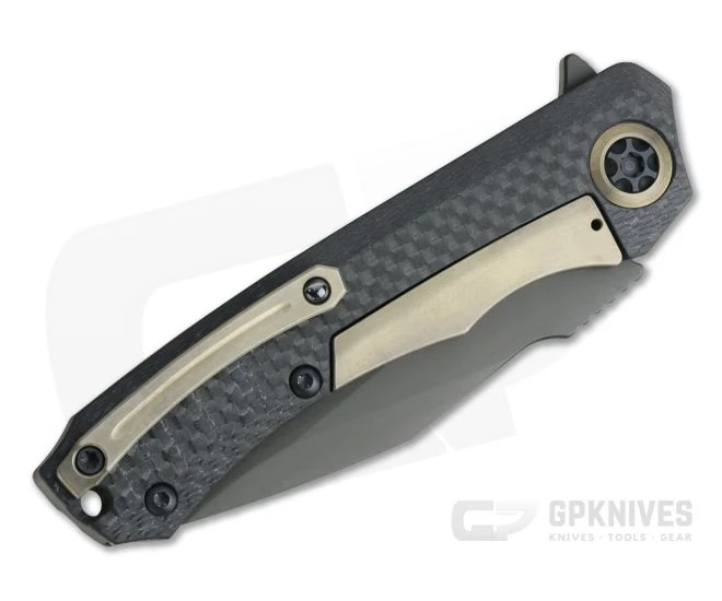 Heretic Knives Wraith S/E DLC Elmax Chemtina Brass Integral Carbon Fiber Frame Lock Flipper H001-6A-CF/CHEM - Image 2
