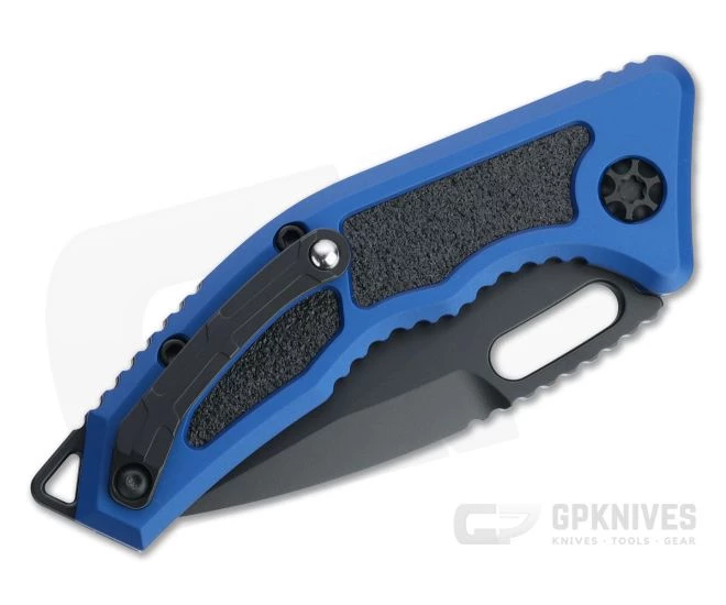 Heretic Knives Medusa Tanto Black Cerakote Elmax Blue Aluminum Automatic Knife H011-4A-BLU - Image 2