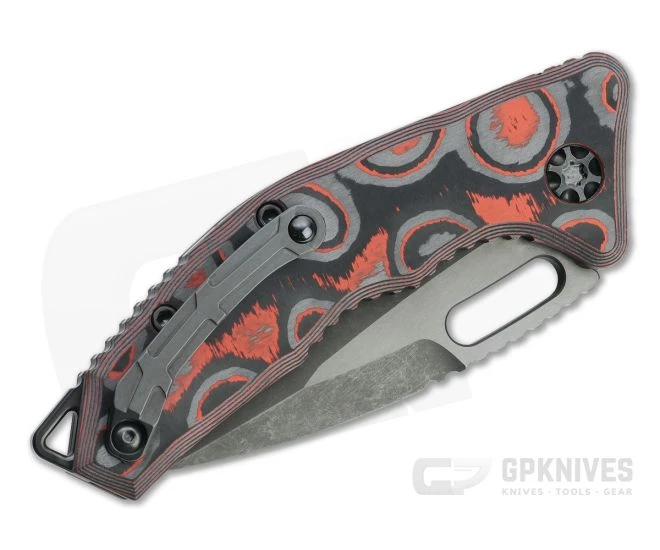 Heretic Knives Medusa Tanto Battle Worn DLC Elmax Orange Camo Carbon Fiber Automatic Knife H011-6A-ORCF - Image 2