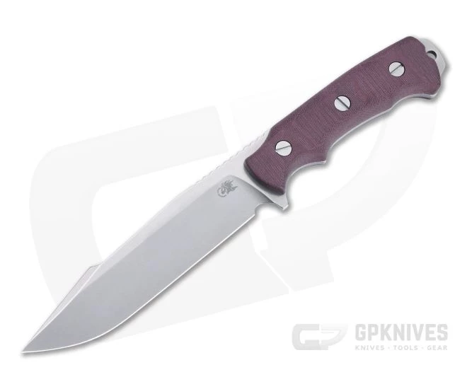Hinderer Knives Fieldtac 6" Harpoon Spearpoint Stonewashed Nitro-V Burgundy Micarta Fixed Blade 1270