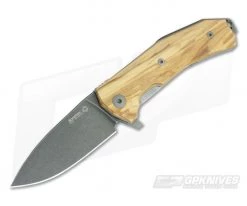 LionSteel KUR Flipper Olive Wood Black PVD Sleipner Liner Lock Folder